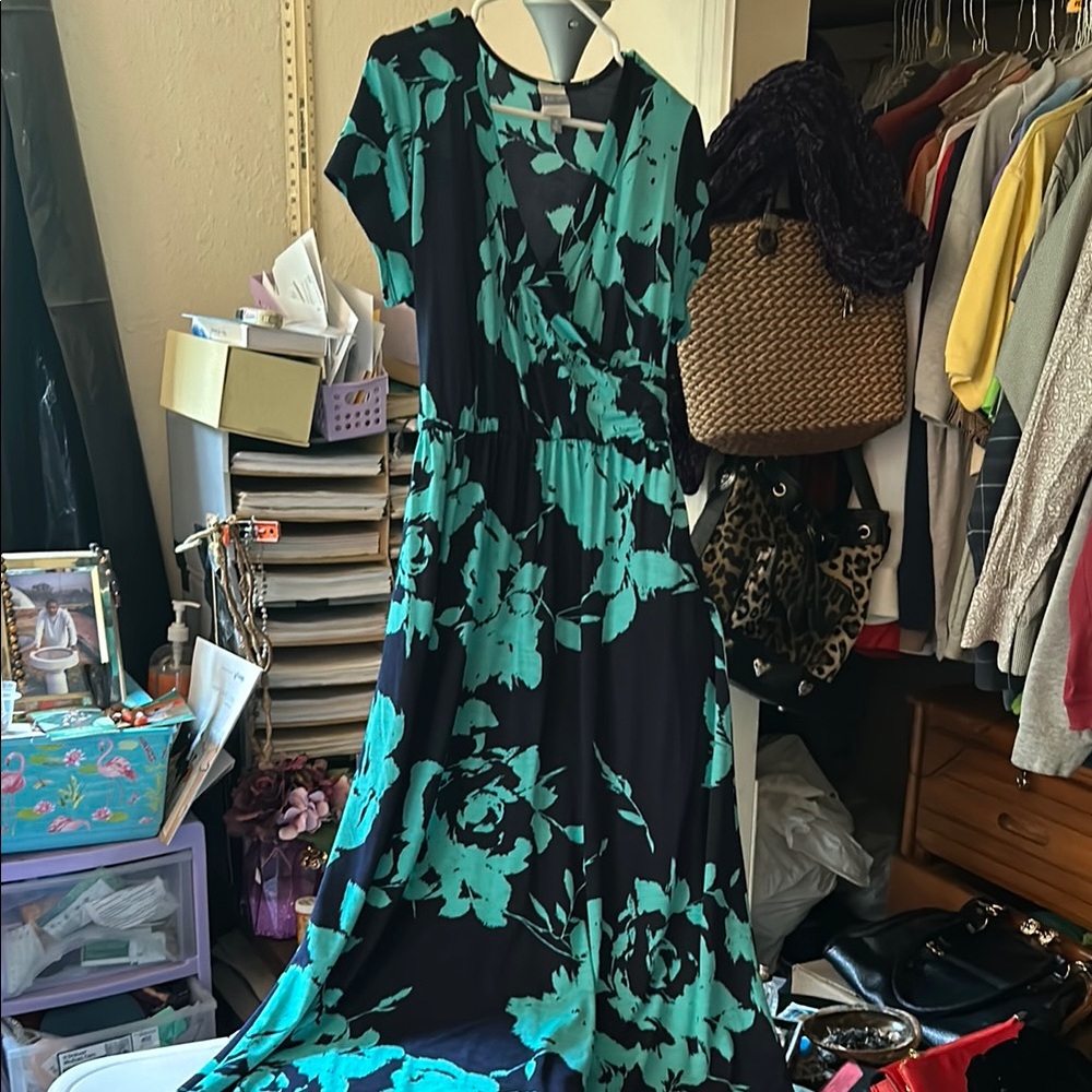 Floral Black and Green Women's Dress